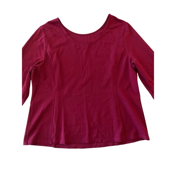 Talbots Knit Blouse Size XL Crimson Ruby Red Burgundy Flared Long Sleeve Top - Picture 3 of 8